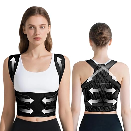 Back Brace Posture Corrector for Women and Men, Adjustable Shoulder Straightener Full Lumbar Support Belt, Upper and Lower Back Pain Relief, Scoliosis Hunchback Hump Thoracic Spine Corrector (Black M)