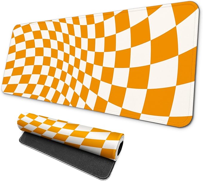MAY FLOWER Gaming Mouse pad, Large Laptop Mousepad, Full Keyboard Mat, Long Computer Mouse Mat for Home and Office, Anti-Slip Rubber Base, 31.5 x 11.8 Inches (Checkered)