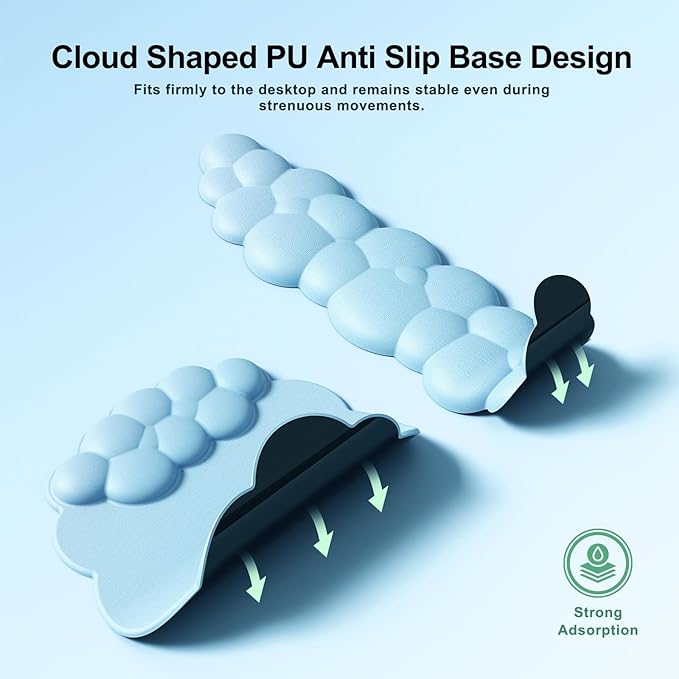 MOKURU Cloud Mouse Pad with Wrist Rest, Cloud Keyboard Wrist Rest, Mouse Pad Wrist Support, Ergonomic Cloud Keyboard Mouse Wrist Support (Blue)