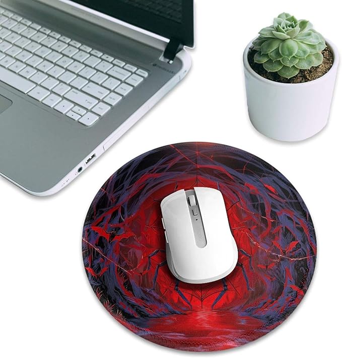 Halloween Round Mouse Pad Premium Textured Mouse Mat Washable Mousepads with Extended Stitched Edges Non Slip Rubber Base Small Mousepad 7.9 X 7.9 X 0.12 Inches
