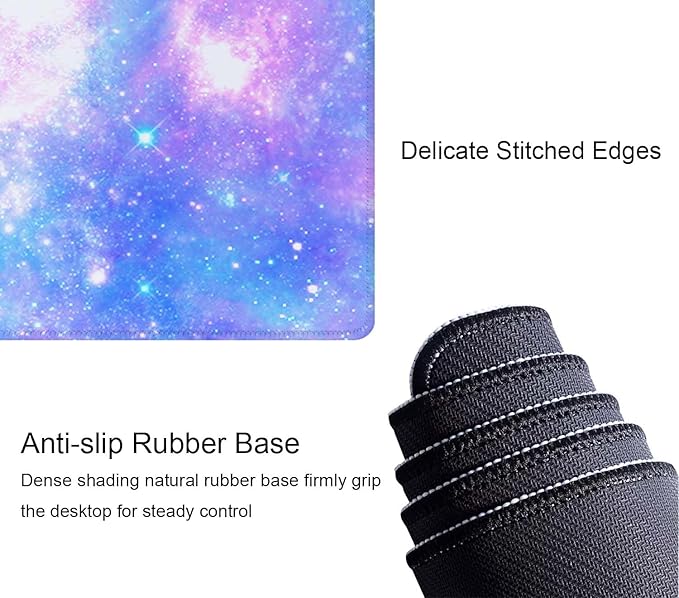 Magical Galaxy Star Desk Mat Pink and Blue Mouse Pad Large Dark Aesthetic Desk Pad Gaming Mousepad Extended XL 31.5 x 11.8 in Laptop Computer Mouse Keyboard Mat