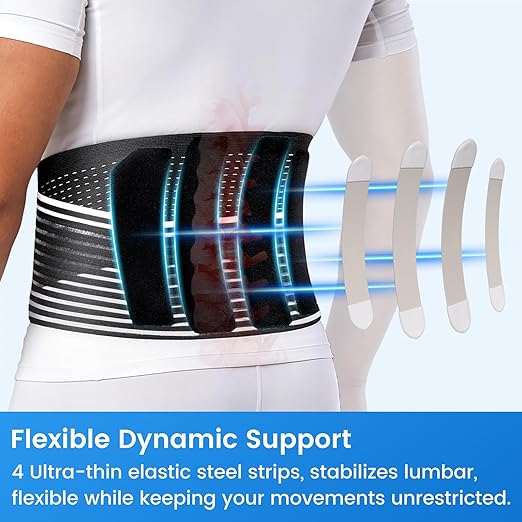 VELPEAU One-Piece Molding Lumbar Support Brace for Back Pain, Sciatica, Scoliosis, Herniated Disc - Adjustable Straps, Highly Breathable Fabric - For Men & Women - Fits 44-52″ Waist (Comfort Version, X-Large)
