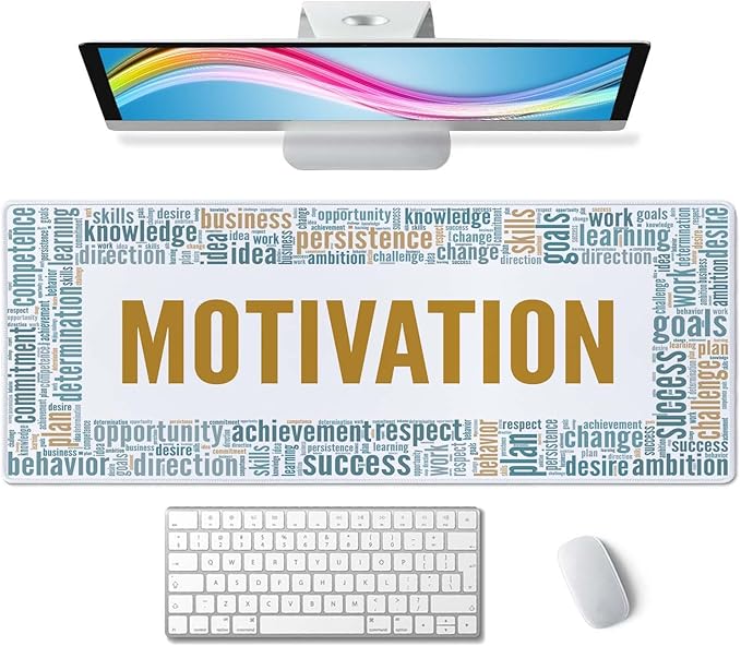 Motivation Gaming Mouse Pad XL Extended Large Desk Mat Big Mousepad Non-Slip Rubber Base Stitched Edge Long Desk Pad for Desktop PC Computer Gamer,31.5×11.8 Inch