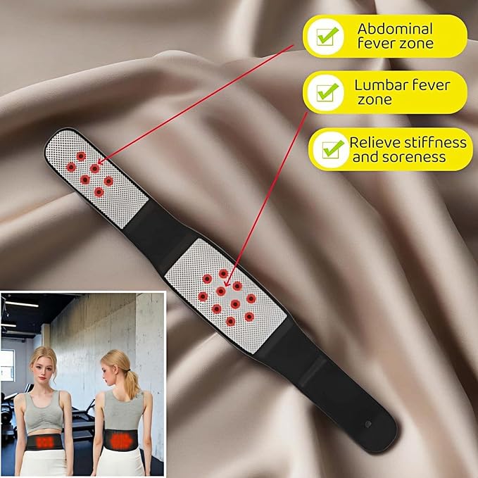 Self heating lumbar support strap suitable for both men and women - adjustable back support with thermal therapy, used to relieve lumbar discomfort, posture support (XL)