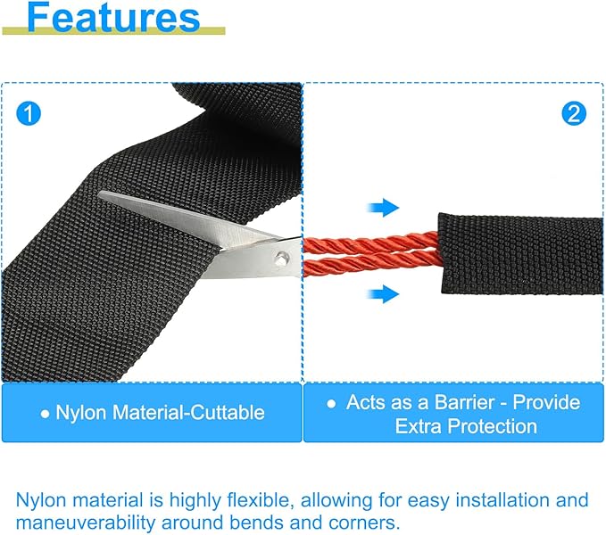 PATIKIL 1.5" Dia 6.5FT Nylon Protective Hose Sleeve, Cable Cover Sheath Protection for Welding Tig Torch Hydraulic Hose, Black