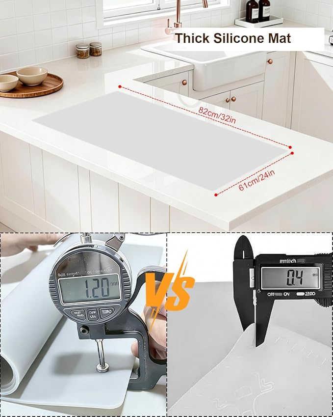 Silicone Crafting Mat for Artists, 32"x24"x1.2mm Large Nonstick Art Sheet for Resin Craft, Jewelry Casting, Acrylic Painting, Clay Work, Heat Resistant Desk Protector and Placemat | Gray