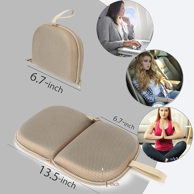 Foldable Cooling Gel Seat Cushion with Mesh Cover, Foldable Chair Cushion for Driving and Travel, Ventilative Mesh Cushion of Cooling Gel & Memory Foam for Fatigue Relief (1 in Champagne)