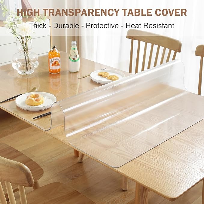 LovePads Frosted Desk Mat 16 x 60 Inch, 1.5mm Thick Frosted Table Protector, Waterproof Plastic Table Cover Protector, PVC Desk Protector Mat, Vinyl Desk Cover for Desktop, Coffee & Dining Table