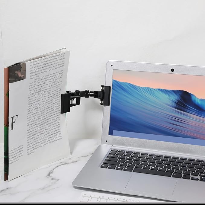 2 Pack Document Holder Adjustable for Typing Flexible Documents Holder Foldable Paper Copy Holder Clip Rotatable Handy Artist Supplies Holder for Computer Monitor Canvas Clamp