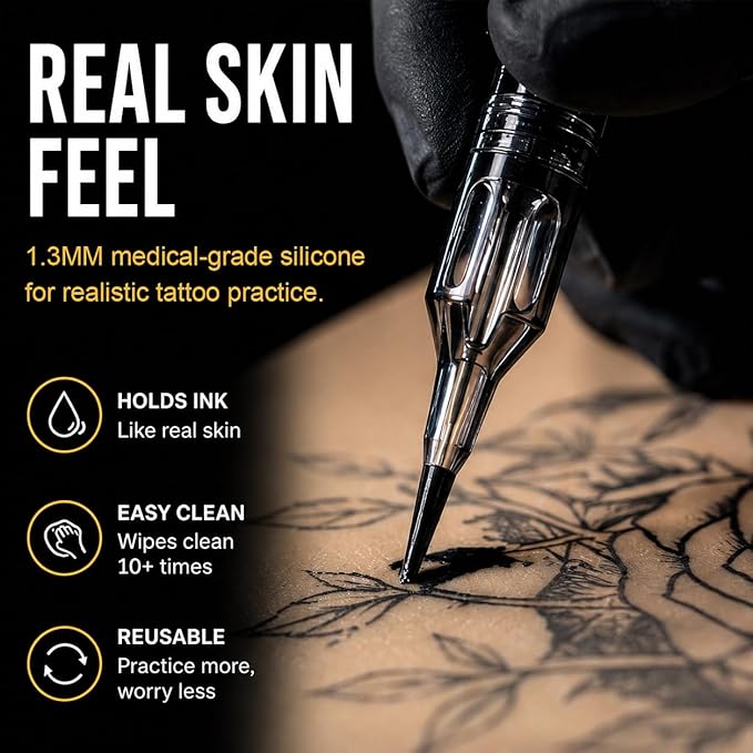 320Pcs Tattoo Skin Practice Kit - 20Pcs Fake Skin+ 300 Mixed Sizes Tattoo Ink Caps Cups (#9/#13/#16) for Tattoo Artists & Beginners,Tattoo Supplies Starter Kit Practice at Home