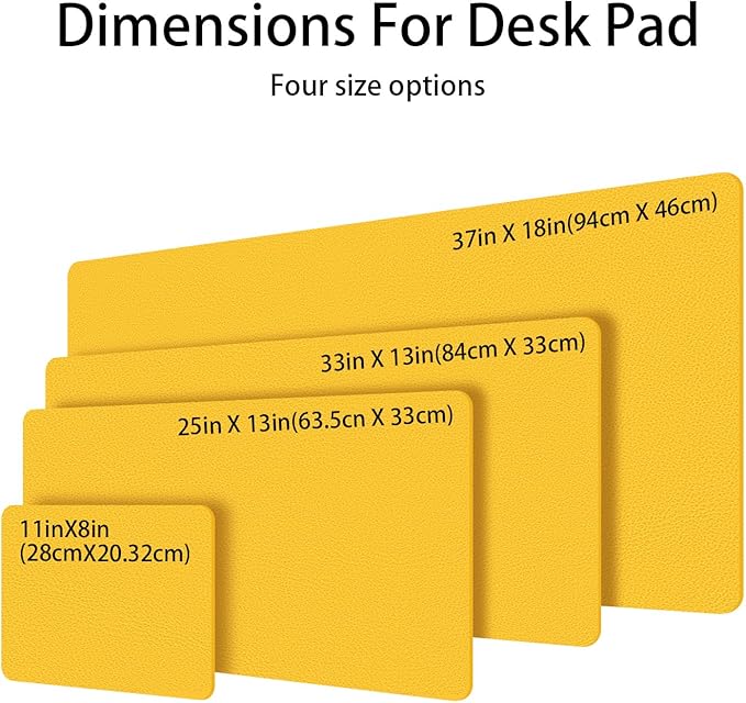 Leather Desk pad Protector, Office Mat, Large Mouse Mat, Non-Slip PU Leather Blotter, Laptop Desk Pad,Waterproof Laptop Computer Desk Keyboard Mat for Office/Work/Home/Decor (Yellow, 37 * 18in)