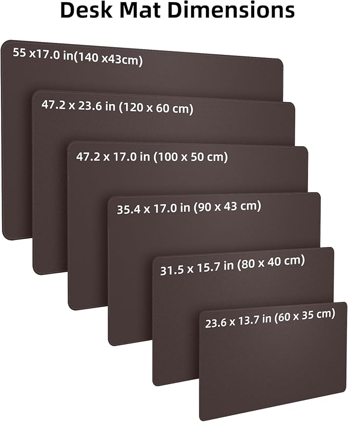 Large Desk Pad Mat - Waterproof Mouse Pad & Desk Protector, Non-Slip XL PU Leather Gaming Mat for Keyboard/Mouse, Stitched Edge with Ergonomic Support, 47"x17" (Charcoal)