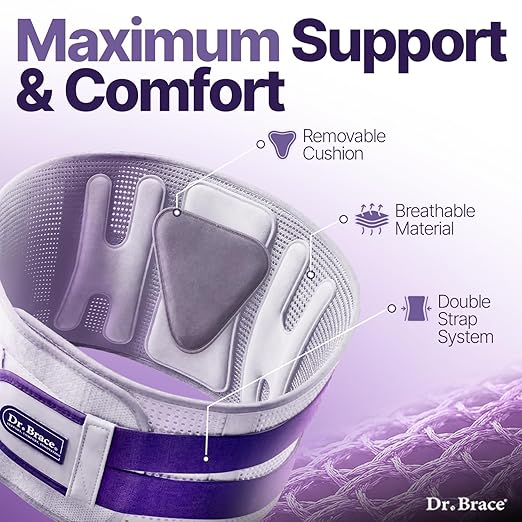 DR. BRACE® Lower Back Brace for Men & Women for Lower Back Pain Relief, Revolutionary Versatile Splints System & Removable Lumbar Pad, Adjustable & Breathable Back Support Brace (41.3-47.2″)