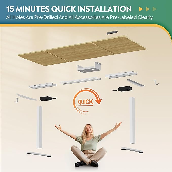 DEVAISE 71 Inch Electric Standing Desk, 3 Adjustable Computer Desk for Home Office, Ergonomic Sit to Stand Desk with LED Touchscreen，Headphone Hook, 3 Memory Preset, with Split Top, Maple