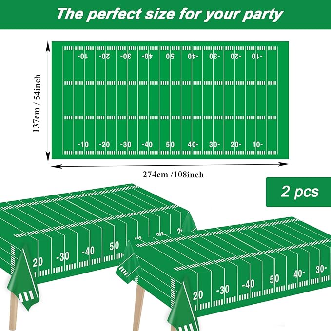 Football Party Plates and Napkins Supplies Set for 24 Guests, Disposable Sports Football Tablecloths Decorations for Football Tailgate Game Day Birthday Party Favors