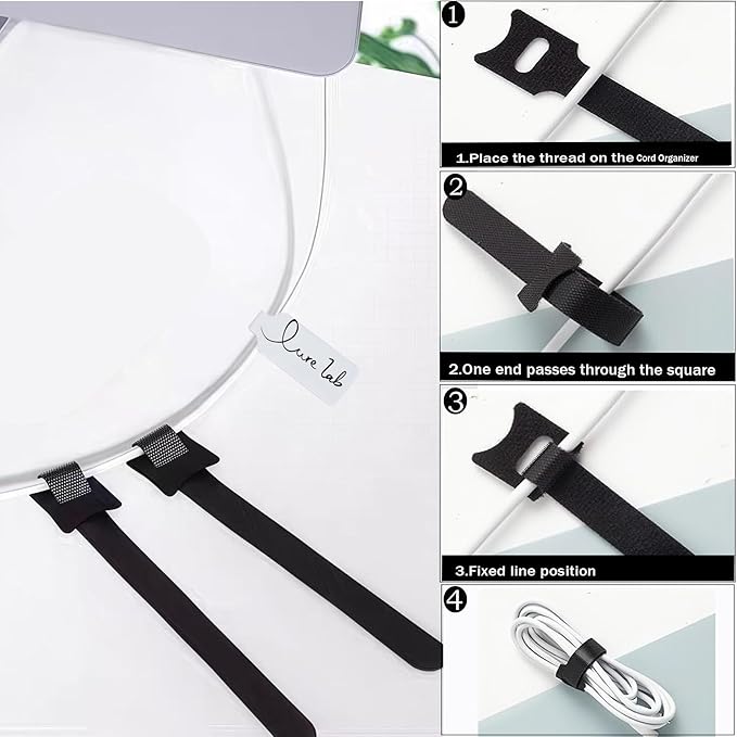 Cable Labels for Cords, 60 PCS Reusable Cord Organizer Kit with 30 Write On Tags, 30 Hook and Loop Cable Ties and 2 Markers for Home Office Electronics