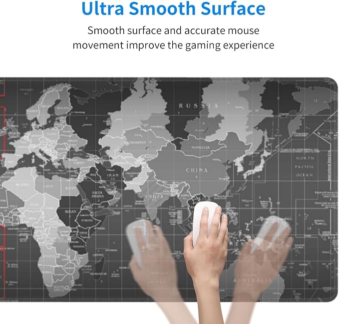 Large Gaming Mouse Pad, Waterproof Extended World Map Mousepad Desktop, Big Long Non-Slip Mouse Mat for Laptop, Keyboard, Computer for Decor Office, 31.5 * 11.8 in