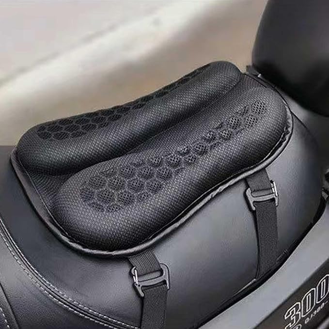 PACEWALKER Universal Motorcycle Gel Seat Cushion 3D Honeycomb Structure Breathable and Shock Absorption Pad for Comfortable Long Rides
