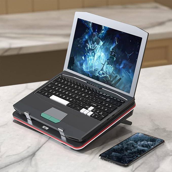 IETS GT500 Powerful Turbo-Fan (4200 RPM) Laptop Cooling Pad with Infinitely Variable Speed,Seal Foam for Rapid Cooling Gaming Laptop,Dust Filter for Protect Laptop,13-17.3inch Laptop Cooler