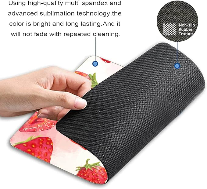 Custom Mouse pad Strawberry Mousepad Office Decor for Women Desk Accessories Cute Strawberries Cute Mouse Pad with Designs Non-Slip Rubber Smooth MousePads for Computer Laptop