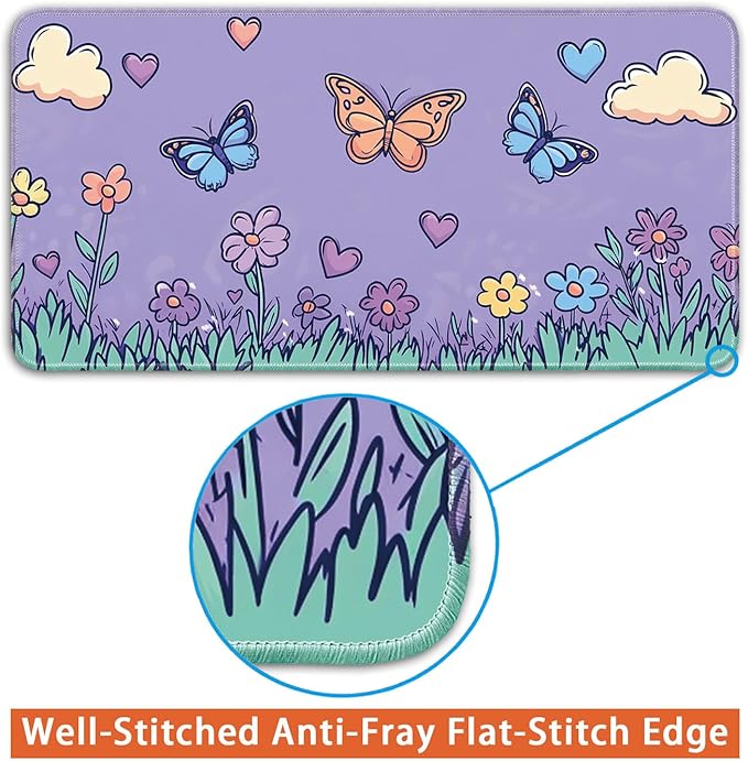 Desk Pad Protector, Office Desk Mat, Large Mouse Pad, Non-Slip Desk Blotter, 23.6x11.8 inch, Flower and Butterfly
