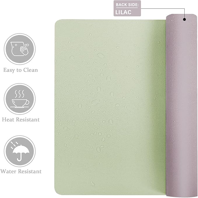 Aothia Double-Sided PU Leather Desk Pad - Non-Slip Large Mouse Pad & Desk Mat for Office, Home - Waterproof, Easy to Clean, Durable Dual-Sided Surface (36" x 17", Matcha Green)