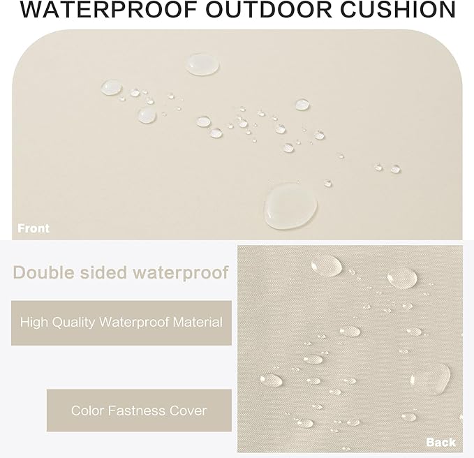 Outdoor Bench Cushion Waterproof with Memory Foam,Patio Bench Cushions for Outdoor/Indoor Furniture Porch Swing Cushion with Handle and Adjustable Strap,Cream Beige,36x18 Inch