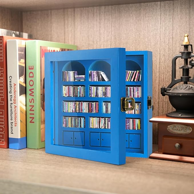 Anxiety Bookshelf – Mini Books Display for Stress Relief and Fun Decor, Perfect Decorative Miniature Library for Book Lovers, Ideal for Home Decor, Office Décor, Thoughtful Gift - Light Blue
