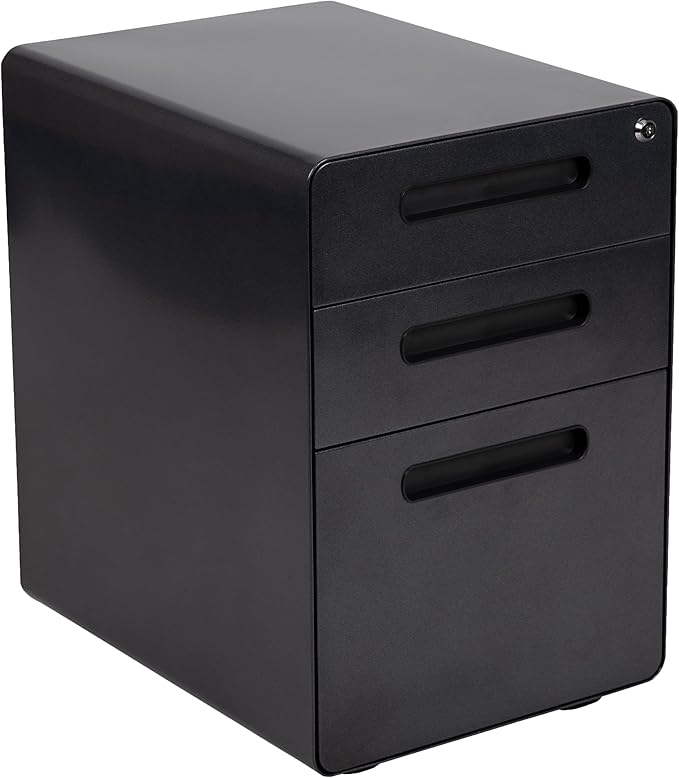 Flash Furniture Work From Home Kit - Adjustable Computer Desk, Ergonomic Mesh Office Chair and Locking Mobile Filing Cabinet with Inset Handles