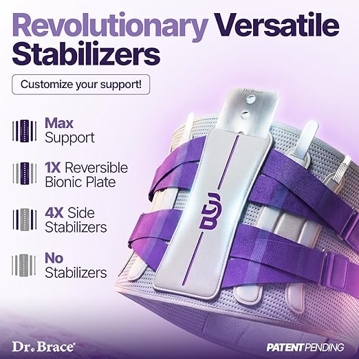 DR. BRACE® Lower Back Brace for Men & Women for Lower Back Pain Relief, Revolutionary Versatile Splints System & Removable Lumbar Pad, Adjustable & Breathable Back Support Brace (41.3-47.2″)