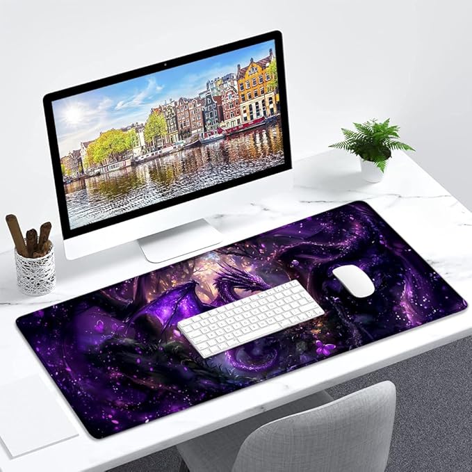 Gaming Mouse Pad Large Desk Mat Extended Keyboard Mouse Pad Mousepad with Non-Slip Base and Stitched Edge Mouse Mat Desk Pad Mouse Pads for Desk Home Office Gaming Drogan