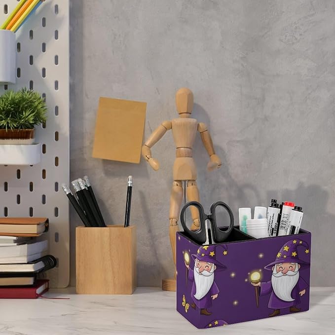 Office Storage Pen Organizer Box Gnome Purple, Ideal for Office, Classroom, and Home