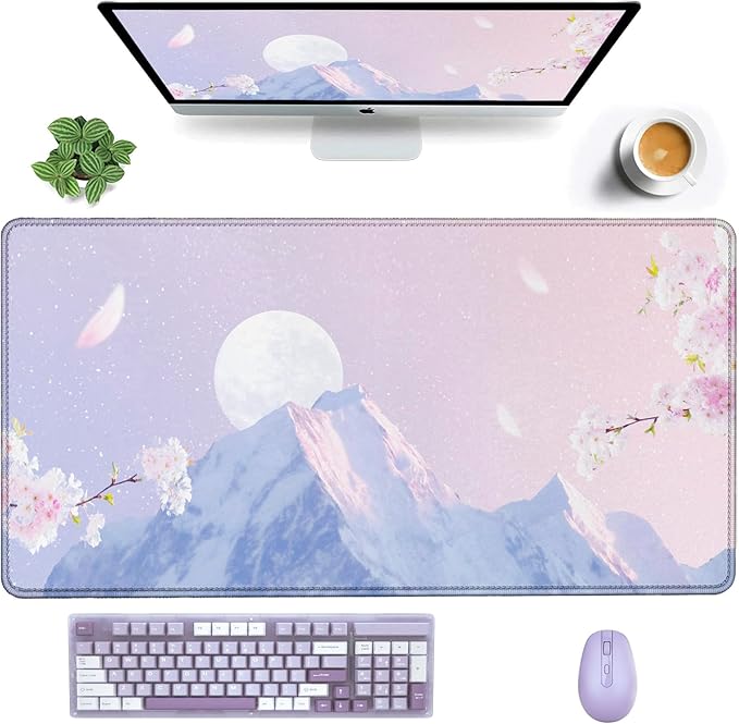 Pink Mouse Pad Large XXL Mousepad 34.65" x 15.75" Extended Gaming Desk Pad Laptop Computer Mousepad with Non-Slip Rubber Stitched Edges for Office, Work, Game