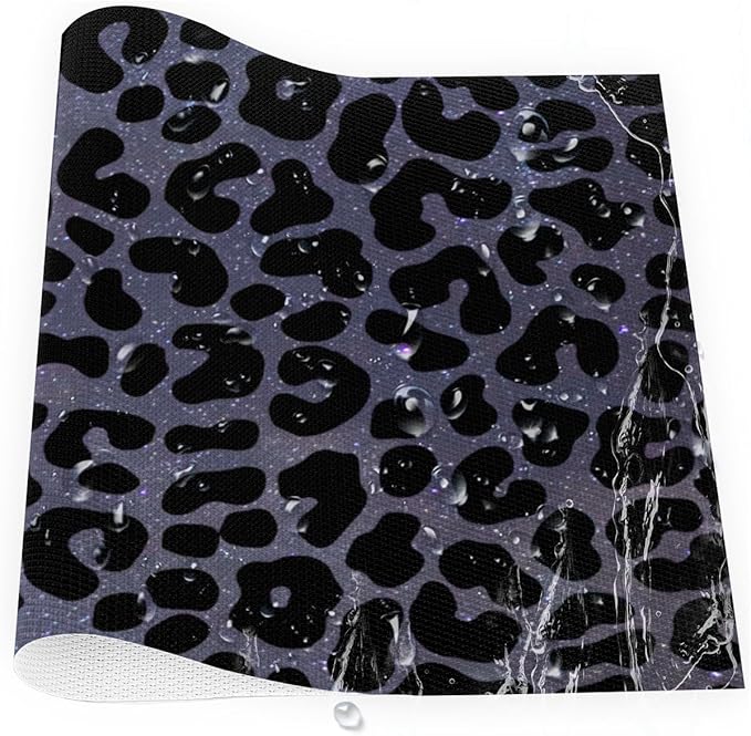 Placemats Set of 4 Heat-Resistant Rectangle Place Mats Black Leopard Cheetah Washable Plastic PVC Dining Table Mat Non-Slip Wipeable Woven Vinyl Placemat for Kitchen Patio Table Decor