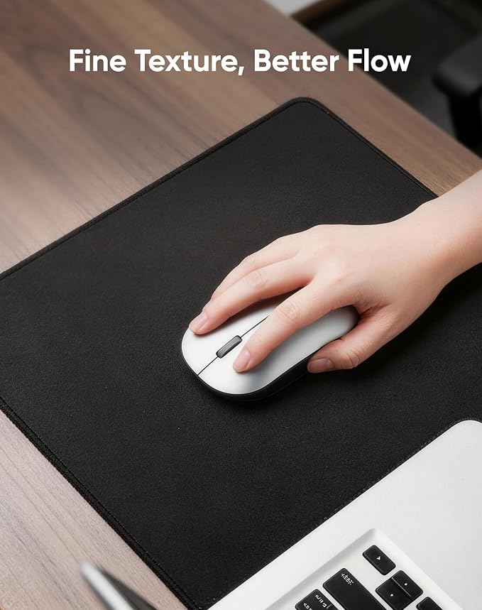 Reniteco Large Gaming Mouse Pad with Durable Stitched Edges, Non-Slip Rubber Base, Black Mousepad Mouse Mat Desk Pad for Home Office Gaming, 35.4''x15.7''x0.12'', Black