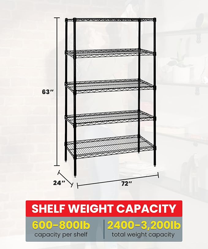 Quantum Storage Systems Wire 5 Shelf Starter KIT Black 63in