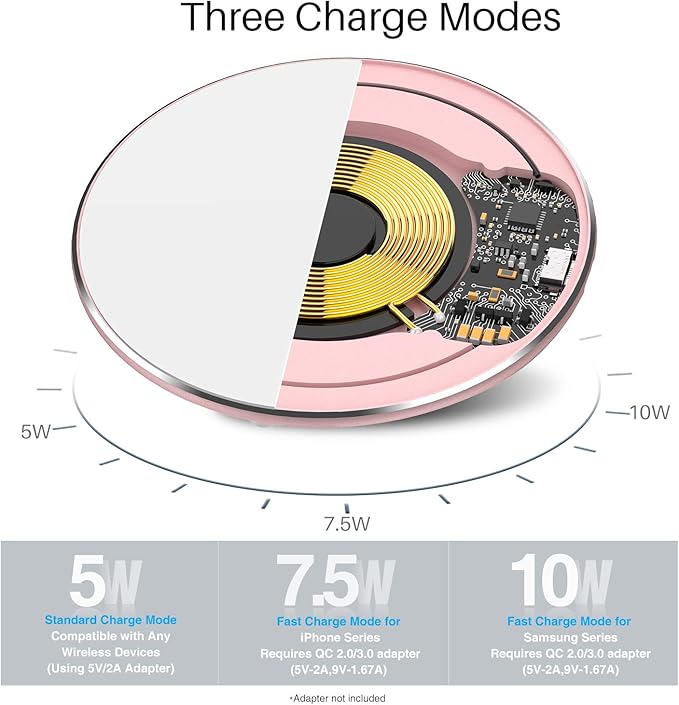 TOZO W1 New Anti-Slip Aircraft-Grade Aluminum Wireless Charger 15W Max Fast Wireless Charging Pad Compatible with iPhone 17/17 Pro/17 Pro Max/Air/16/15/14/SE Series, Samsung Galaxy S25/S24/S23