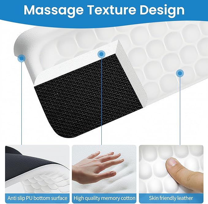 Arm Rest Pads for Desk – 2 Pack PU Leather Ergonomic L-Shaped Elbow Cushions with Non-Slip Base, Memory Foam Wrist & Arm Support for Office, Home, and Gaming (White)