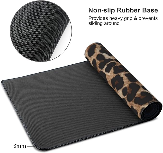 Leopard Cheetah Print Large Mouse Pad & Desk Mat Extended Mousepad with Stitched Edges Non-Slip Rubber Base Laptop Computer Keyboard Pad for Gaming, Office & Home Decor, XXXL - 35.4" X 15.7"