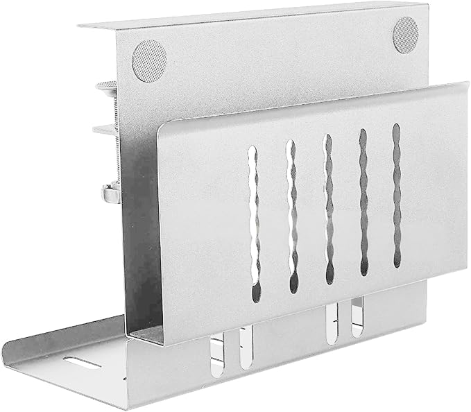 Desk Side Storage Organizer, Metal Hanging Laptop Mount with Anti-Scratch Silicone, No Drill Under Desk Cable Management Tray for Office and Home,White