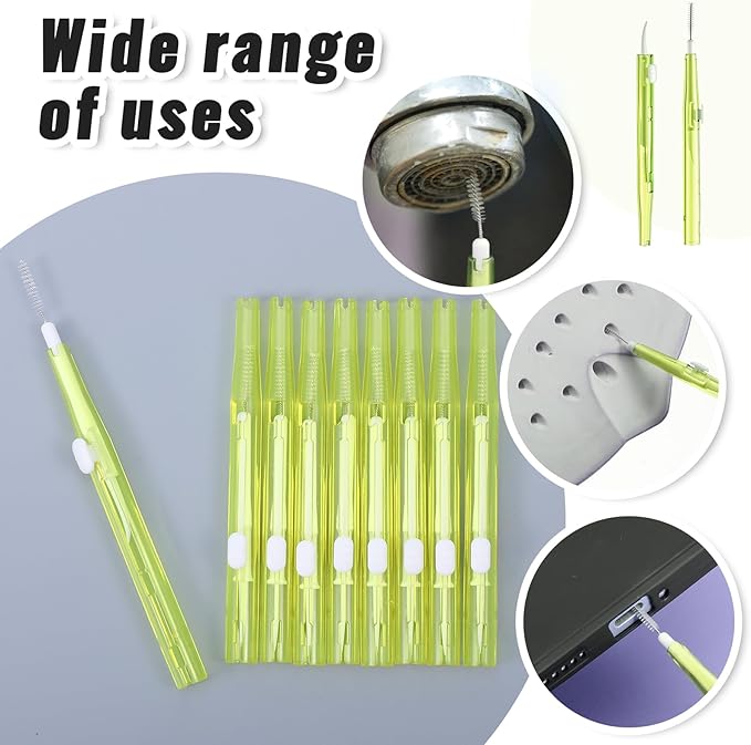 10Pcs Cell Phone Cleaning Kit, Dual Head Anti-Clogging Nylon Brushes Hook Cleaner, Multifunction Mini Cleaning Kits for 17 Pro Max Charging Port, Speaker, Earphone, Tablet, Camera, Keyboard, Yellow