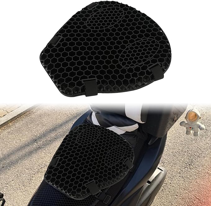 SUNPIE Motorcycle Seat Cushion with Extra Cover Universal 3D Gel Honeycomb Motorcycle Seat Cover Breathable and Comfortable Large Seat Cushion Pad