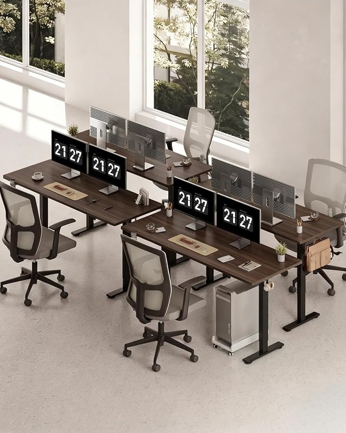FLEXISPOT 79x32 Inch Electric Large Standing Desk for Home & Office, Spacious Splice Board Desk with Cable Management & Organizer, Cup Holder & Hook, Black Walnut
