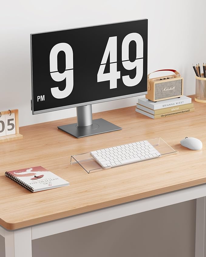 Laborio Acrylic Computer Keyboard Stand for Desktop (Clear), Ergonomic Keyboard Tilted Elevated Rack Key Board Tray Holder Riser Stand for Office Home Desk Work Supplies