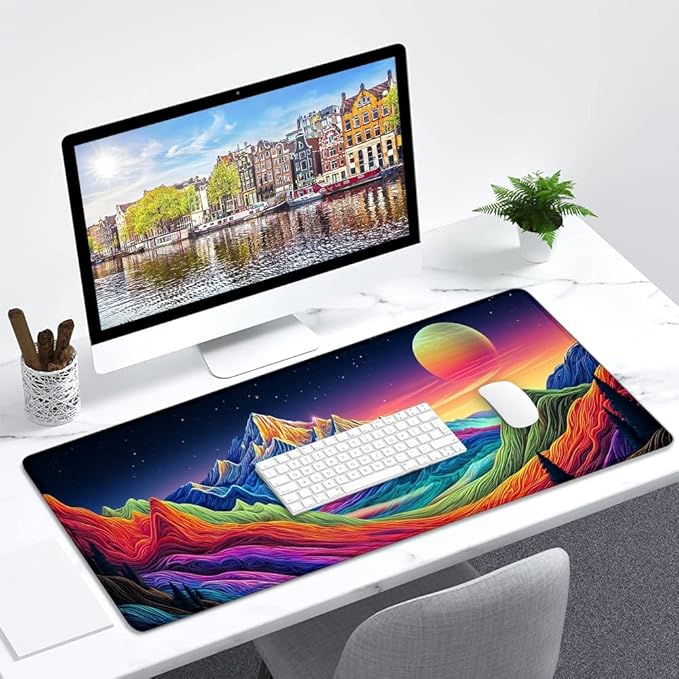 Desk Mat,Desk Pad, XXL Large Mouse Pad,Anti-Slip Big Mousepad with Stitched Edges,Extended Computer Mouse Pads for Desktop Scenery