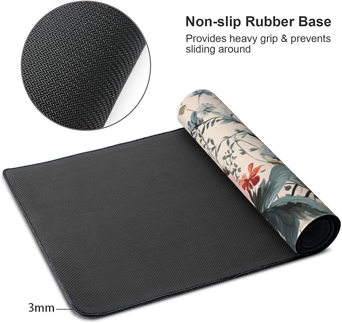 35.4 x 15.7 in, Waterproof XXL Large Mouse Pad for Desk, Extended Keyboard Mouse Mat for Computer Office, Big Laptop Mouse pad, Gaming Pc-Weeds and Flowers