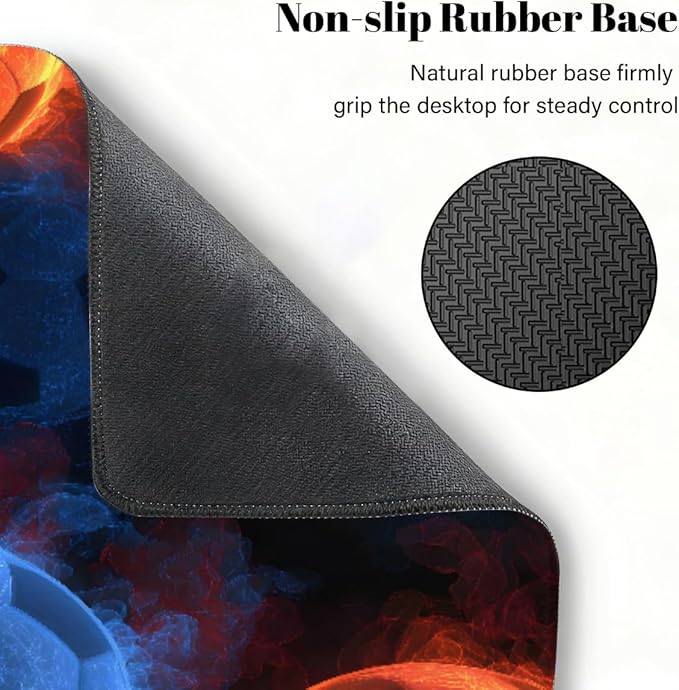 Large Mouse Pad Soccer Balls Fire Non-Slip Rubber Long Gaming Desk Mat Big Computer Keyboard Mousepad Waterproof Protector Wristing Pad for Gaming Office Home Decorative 31.5 X 11.8 Inch