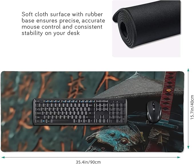 Large Extended Gaming Mouse Pad with Stitched Edges, (35.4X15.7In) Durable Non-Slip Natural Rubber Base, Waterproof Computer Keyboard Pad Mat for Esports Pros/Gamer/Desktop/Office/Home (C)