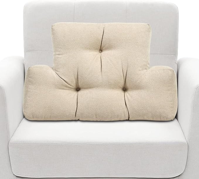 Back Pillow for Recliner Lumbar Support Pillow Soft and Fluffy Back Support Cushion Thick Lumbar Cushion for Chairs, Recliners,Sofa, Couch and Bed for Pain Relief Beige