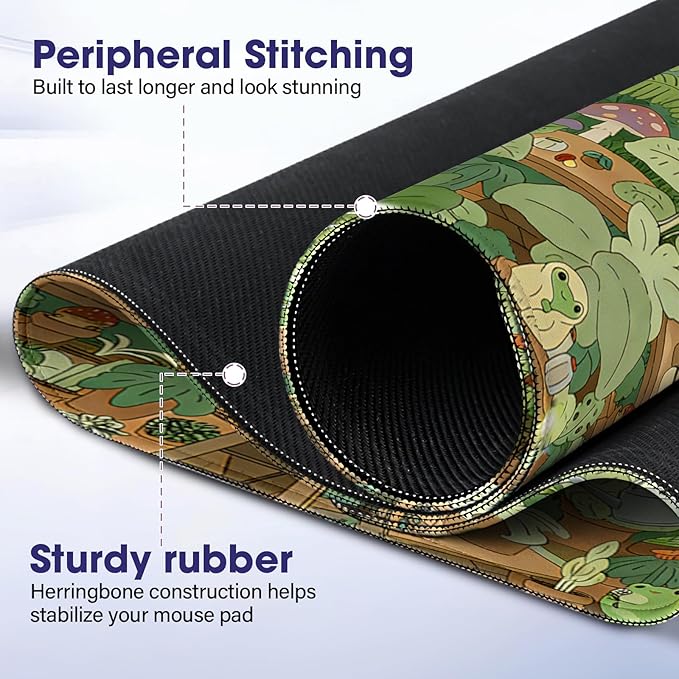 Large Extended Mouse Pad with Stitched Edges (35.4”x15.6”) - Waterproof Desk Mat, Non-Slip Rubber Base for All-Desk Coverage, Perfect for Gaming, Office, and Home